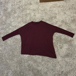 Athleta Plum Asymmetrical 3/4 Length Sleeve Top
